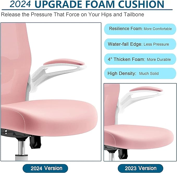 Mimoglad Office Chair, High Back Ergonomic Desk Chair with Adjustable Lumbar Support and Headrest, Swivel Task Chair with flip-up Armrests for Guitar Playing, 5 Years Warranty - LeafyLoom