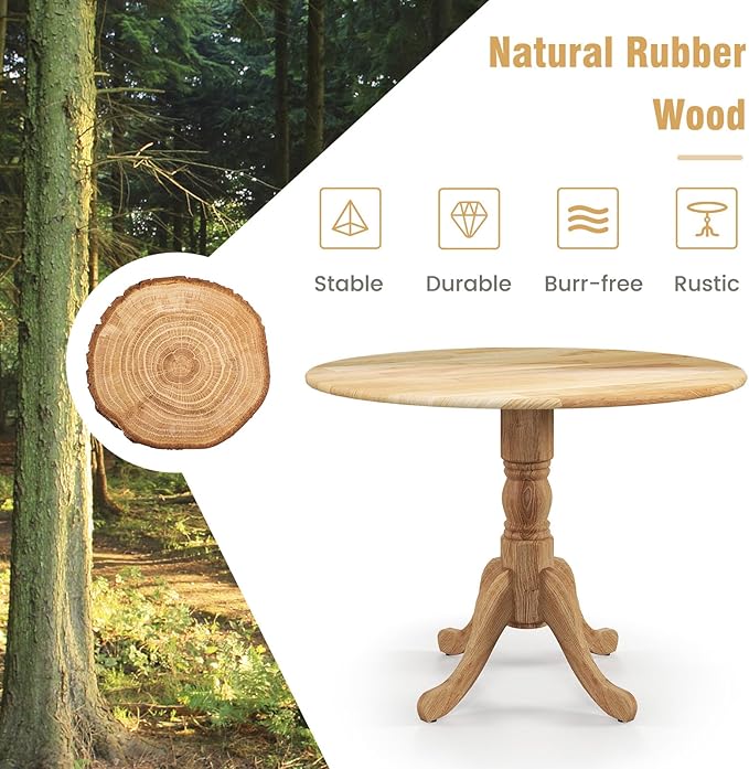 Round Dining Table, All Natural - LeafyLoom