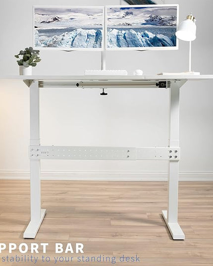 VIVO Universal Steel Clamp-on Desk Stabilizer Bar, 36 to 61.6 inch Bracket Support System for Sit to Stand Desk Frames, White, DESK-STB01W - LeafyLoom