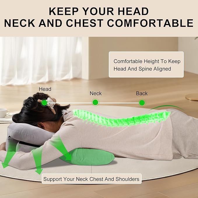 Breathe Easy Face Down Pillow, Height Adjustable Face Down Pillow for Sleeping, Face Down Pillow After Eye Surgery, Prone Pillow, Retinal Vitrectomy Recovery Equipment, Home Massage Pillow - LeafyLoom