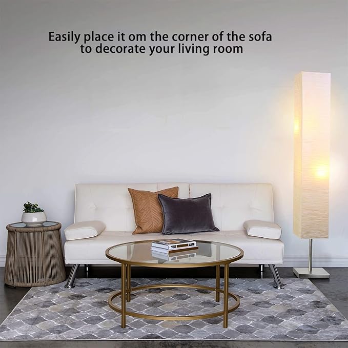 Modern Floor Lamp, Dimmable 3 Levels Brightness Paper Tall Lamp Standing Lamps with Lampshade, 55'' Minimalist Floor Lamps for Office, Kids Room, Reading, Home Decor (Off White) - LeafyLoom
