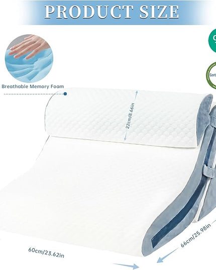 Bed Wedge Pillow for Sleeping 3PCS, 20-in-1 Adjustable Memory Foam Wedge Pillow for Acid Reflux, 3-in-1 Incline Wedge Pillow for After Surgery, Snoring, Back Pain(Grey) - LeafyLoom