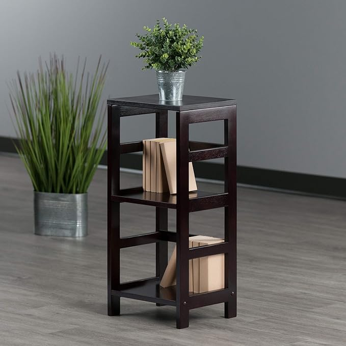 Winsome Leo Model Name Shelving, Tall, Espresso - LeafyLoom