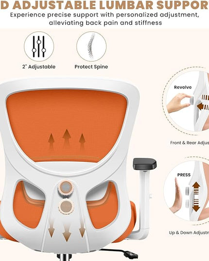 Office Chair Ergonomic Desk Chair with Adjustable Lumbar Support, Swivel Comfy Computer Chair Heavy Duty Executive Chair for Home Office - LeafyLoom