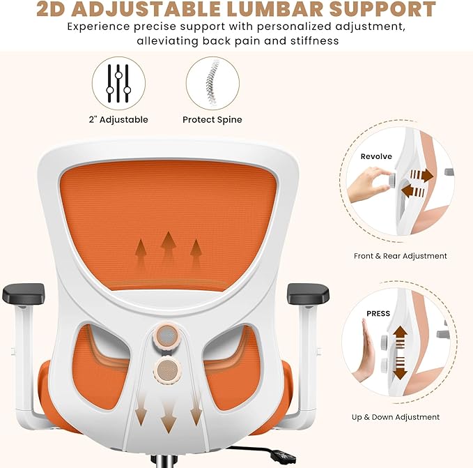 Office Chair Ergonomic Desk Chair with Adjustable Lumbar Support, Swivel Comfy Computer Chair Heavy Duty Executive Chair for Home Office - LeafyLoom