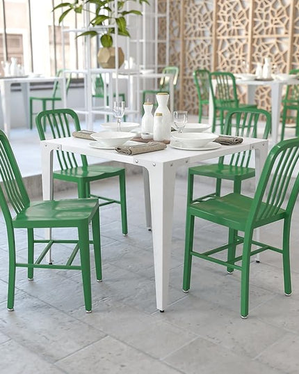 Flash Furniture Gael Commercial Grade 2 Pack Green Metal Indoor-Outdoor Chair - LeafyLoom