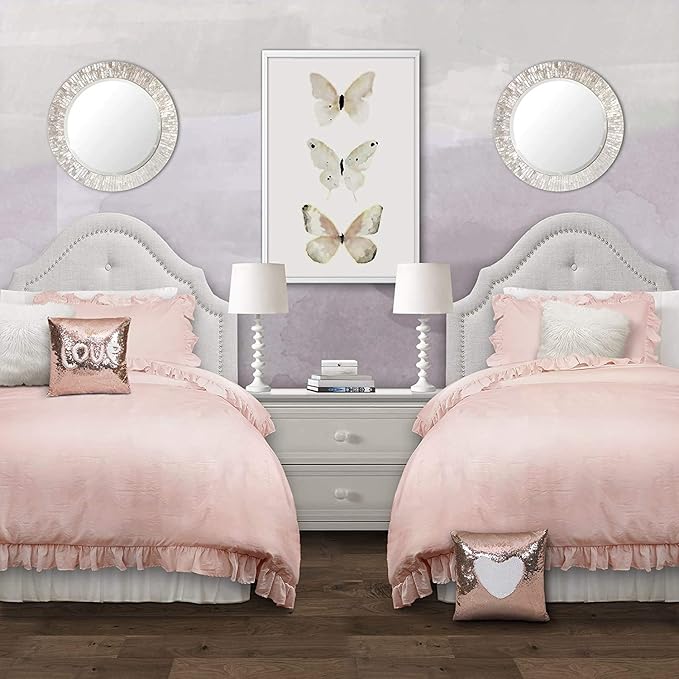 Lush Decor Reyna Ruffle Comforter Set - 3 Piece Cozy Ruffled Bedding Set - Timeless Elegance and Comfort for Dorm Room - Full/ Queen, Blush - LeafyLoom