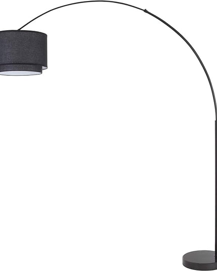 Modern 81" Arc Tall Living Room-Stand Up Arching Drum Shade Large Floor Lamp for Dinning/Bedrooms-Corner Lamp for Office Lighting Black - LeafyLoom
