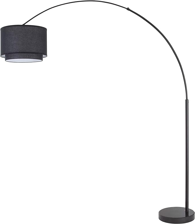Modern 81" Arc Tall Living Room-Stand Up Arching Drum Shade Large Floor Lamp for Dinning/Bedrooms-Corner Lamp for Office Lighting Black - LeafyLoom