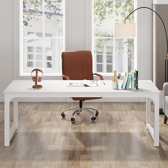 Tribesigns Modern Computer Desk, 78.7 x 39.4 inch X Large Executive Office Desk Computer Table Study Writing Desk Workstation for Home Office,White - LeafyLoom