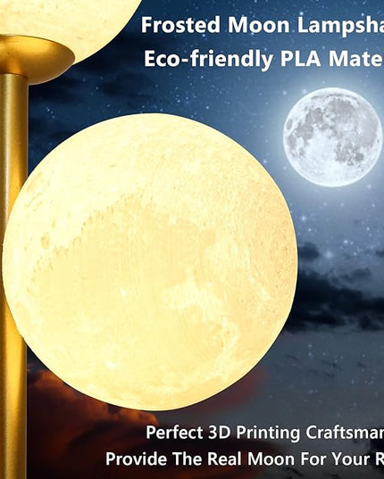 3 Globe Moon Floor Lamp for Living Room, Modern Gold Floor Lamp with 3D Printing Frosted Shade and LED Bulb, Mid Century Standing Lamp, 67" Metal Tall Pole Lamp for Bedroom Girls Room, Dresser, Office - LeafyLoom