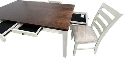 NicBex 64Inch Rectangular Dining Table,Modern Kitchen Table with Walnut Acacia Veneer Tabletop and Pull Out Drawers for 6 to 8,Large Dining Room Table for Kitchen,Dining Living Room,White+Walnut - LeafyLoom