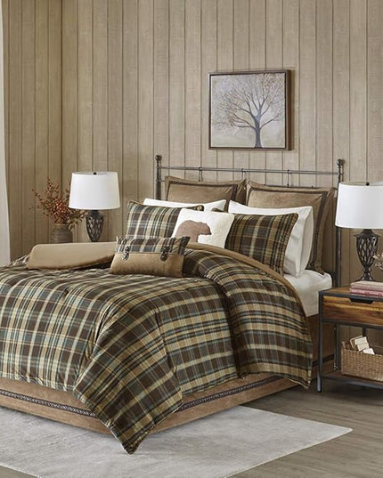 Woolrich Rustic Lodge Cabin Comforter Set - All Season Down Alternative Warm Bedding Layer and Matching Shams, Oversized Twin, Hadley Plaid, Multi - LeafyLoom