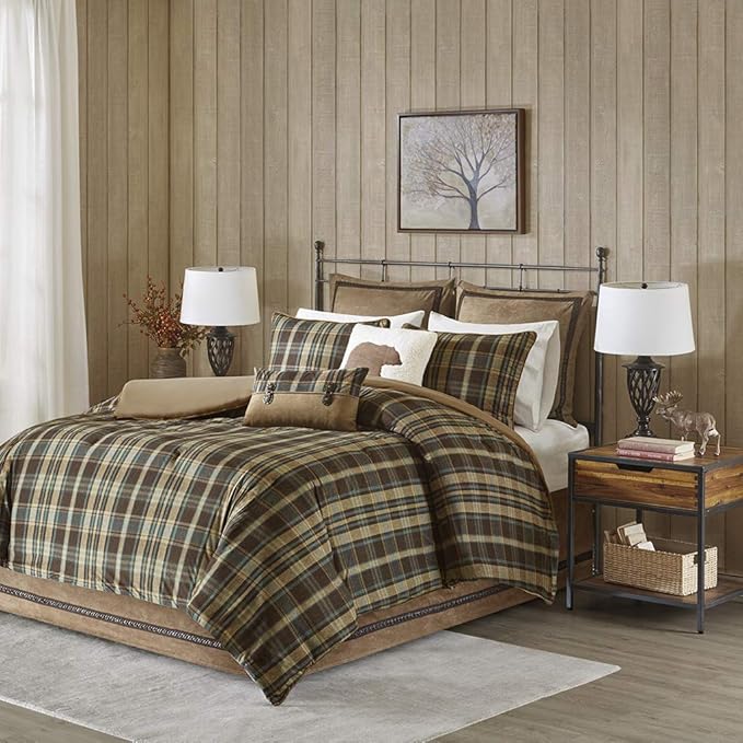 Woolrich Rustic Lodge Cabin Comforter Set - All Season Down Alternative Warm Bedding Layer and Matching Shams, Oversized Twin, Hadley Plaid, Multi - LeafyLoom