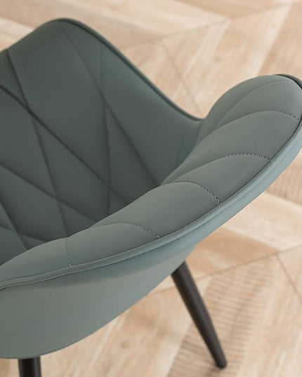 YOUNIKE Dining Chairs Set of 2, GrayishGreen Elegant Kitchen & Dining Room Chairs, Modern Faux Leather Padded Dining Chair, Armless Upholstered Bedroom Side Chairs Dinner Chairs Dinning Chairs - LeafyLoom