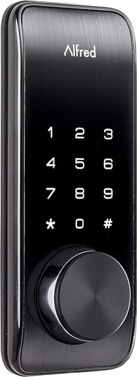 Alfred DB2-B Smart Door Lock Deadbolt Touchscreen Keypad, Pin Code + Key Entry + Bluetooth, Up to 20 Pin Codes (Black) ALFRED
