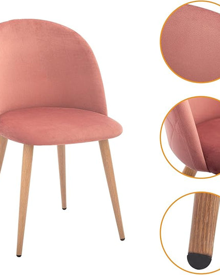 CangLong Mid Century Modern Kitchen Velvet Upholstered Accent Leisure Chairs,Set of 2, pink 1 - LeafyLoom