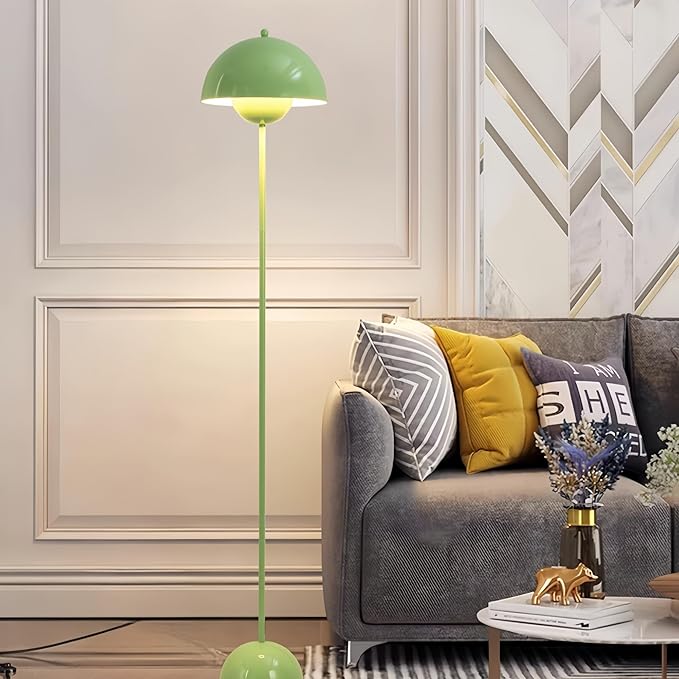 COSYLUX Modern Floor Lamp for Living Room, Industrial Tall Standing Lamp for Bedroom, Metal Shade Reflecting Light reading Floor Lamp for Office, Nursery Room, Corner(Pastel Green) - LeafyLoom
