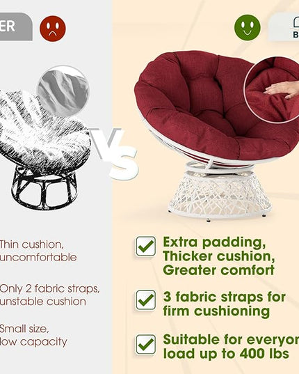 Bme Papasan Chair, Cherry Sangria - White Base - LeafyLoom