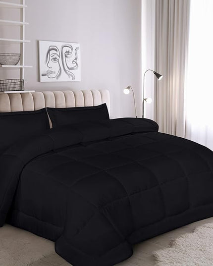Utopia Bedding King Size Comforter Set with 2 Pillow Shams, Bedding Comforter Sets, Down Alternative Black Comforter, Soft and Comfortable, Machine Washable - LeafyLoom
