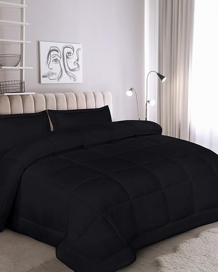 Utopia Bedding Queen Size Comforter Set with 2 Pillow Shams, Bedding Comforter Sets, Down Alternative Black Comforter, Soft and Comfortable, Machine Washable - LeafyLoom
