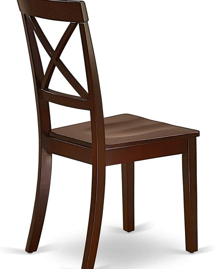 East West Furniture Antique 5 Piece Dinette Set for 4 Includes a Round Kitchen Table with Pedestal and 4 Dining Room Chairs, 36x36 Inch, ANBO5-MAH-W - LeafyLoom