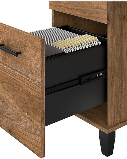 Bush Furniture Somerset Office Desk with Drawers and Hutch, 72W, Fresh Walnut - LeafyLoom