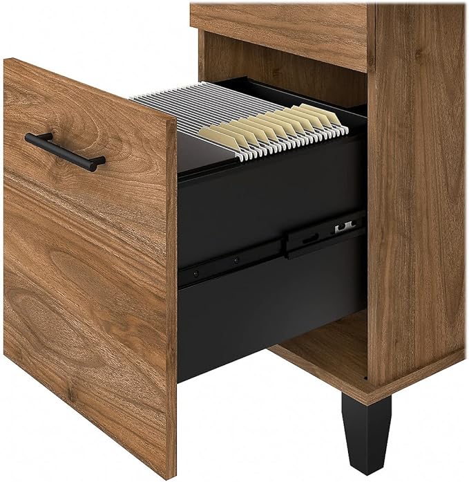 Bush Furniture Somerset Office Desk with Drawers and Hutch, 72W, Fresh Walnut - LeafyLoom