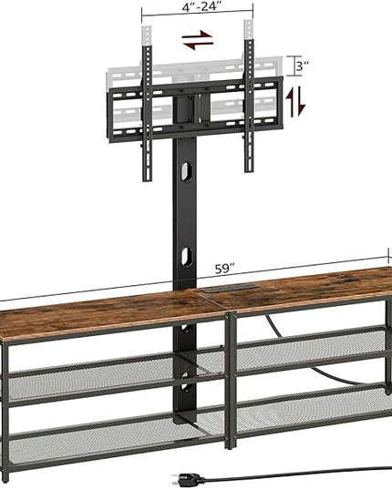 TV Stand with Mount and 4 Power Outlets 70.9", Entertainment Center Media Console, Swivel TV Stand Mount up to 80 inch TVs, Height Adjustable, Metal Frame for Living Room, Bedroom TVHR358E01 - LeafyLoom