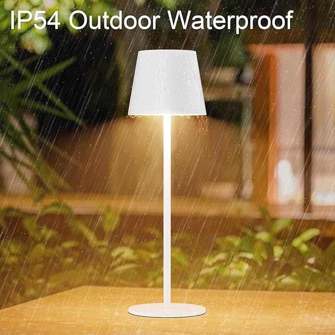 2 Pack Dimmable Table Lamp 3000k Warm White, IP54 Wireless Bottle Lamp for Indoor and Outdoor, 5000 mAh Rechargeable Table Lamp for Family, Restaurant & Bar(White) - LeafyLoom