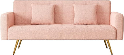 NicBex Sectional Couch Sofa with Folding Function Modern Sofa Bed Cloud Couch for Living Room Furniture Sets with Pillows and Metal Legs, Modular Sofa for Living Room, Bedroom, Apartment,71.7"L, Pink - LeafyLoom
