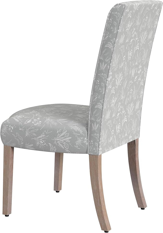 HomePop Classic Parsons Dining Chairs, Light Gray Floral with Animal Motifs(Set of 2) - LeafyLoom