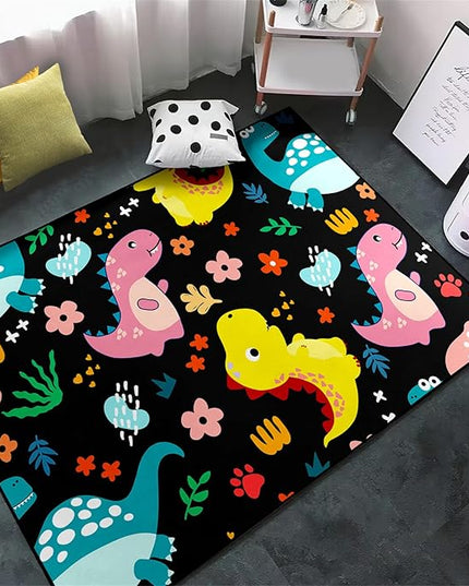 Dinosaur Rugs for Boys Bedroom - Dinosaur Pattern Area Rug Kids Bedroom Rug Kids Play Rugs for Boys Dinosaur Bedroom Decor for Boys Colorful Dinosaur Print Area Rug Kids Rugs for Bedroom,2'5''×4' - LeafyLoom