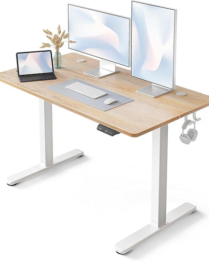 FEZIBO Electric Standing Desk, 48 x 24 Inches Height Adjustable Stand up Desk, Sit Stand Home Office Desk, Computer Desk, Maple - LeafyLoom