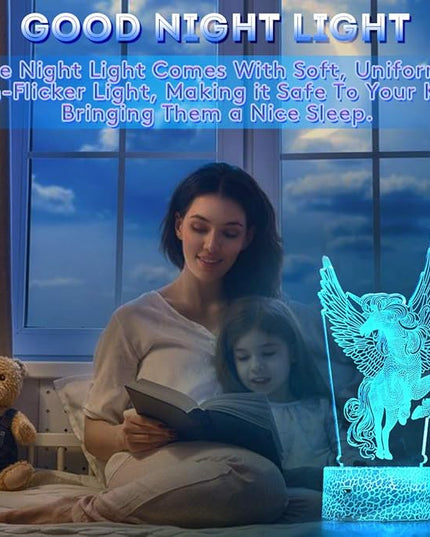 LETOUR Night Light for Kids Horse 3D Night Light Porpoise Illusion Lamp with Remote Control 16 Color Changing Xmas Halloween Birthday Gift for Child Baby Boy,valentines day gifts for kids - LeafyLoom