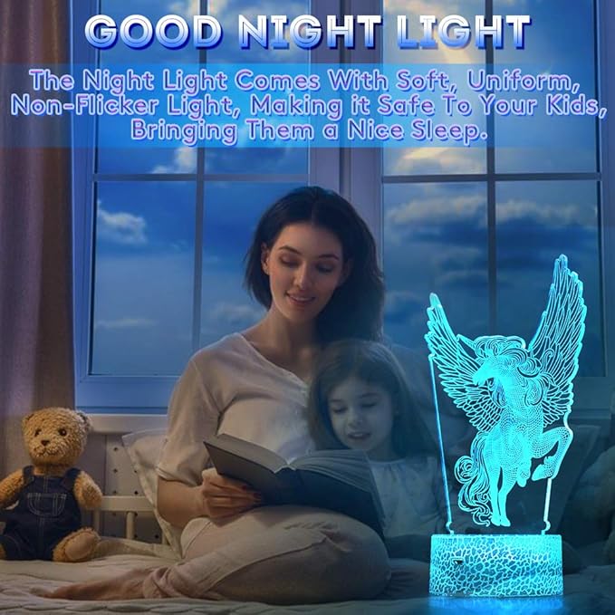 LETOUR Night Light for Kids Horse 3D Night Light Porpoise Illusion Lamp with Remote Control 16 Color Changing Xmas Halloween Birthday Gift for Child Baby Boy,valentines day gifts for kids - LeafyLoom