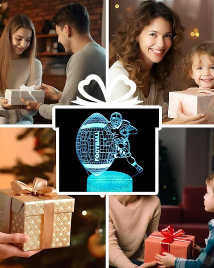 Football Night Light,Football Gifts for Boy, 3D Football Lamp,Kids Bedside Lamp,16 Color Change Decor Lamp with Remote & Smart Touch, Gifts for Christmas Birthday Boys Men Girls - LeafyLoom