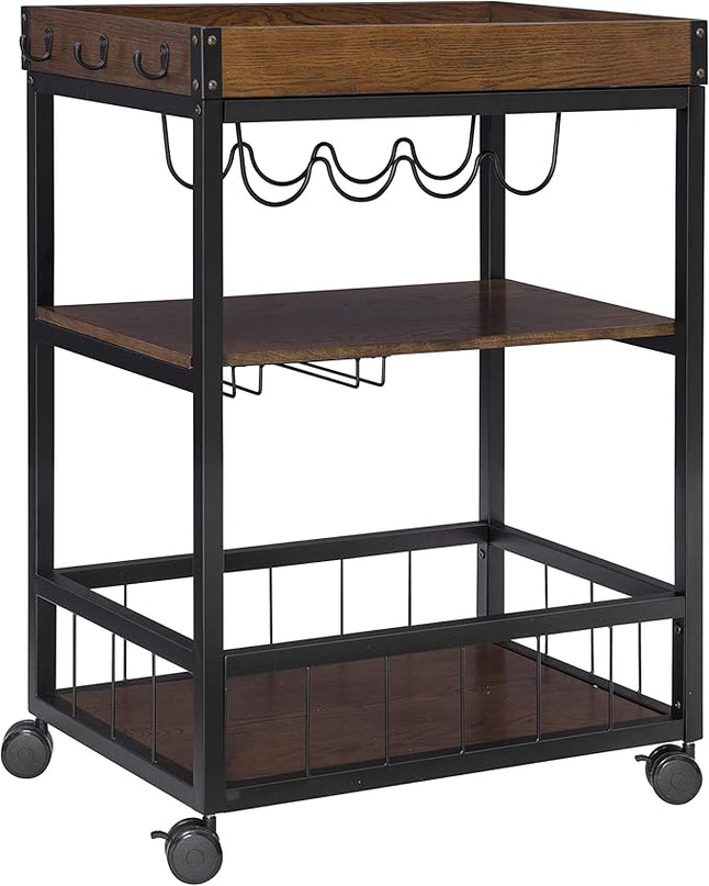 Linon Austin Kitchen Cart, 30.5"W x 18.13"D x 36.25"H, Black - LeafyLoom