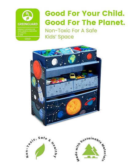 Delta Children Space Adventures Design & Store 6 Bin Toy Storage Organizer - Greenguard Gold Certified, Blue - LeafyLoom