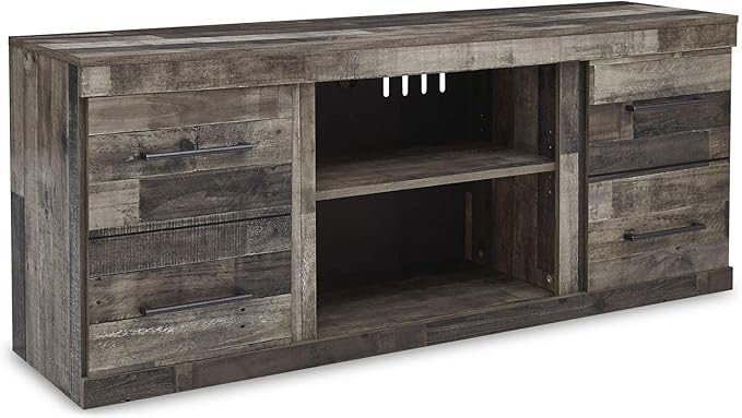 Signature Design by Ashley Derekson Casual TV Stand with Fireplace Option, Fits TVs up to 63", Gray - LeafyLoom