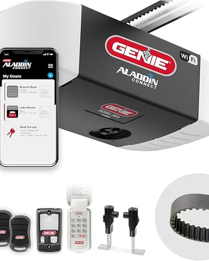 Genie QuietLift Connect – WiFi Smart Garage Door Opener with Added Wireless Keypad, ¾ HPC Smart Belt Drive – Compatible with Alexa and Google Assistant, Model 3053-TKV GENIE