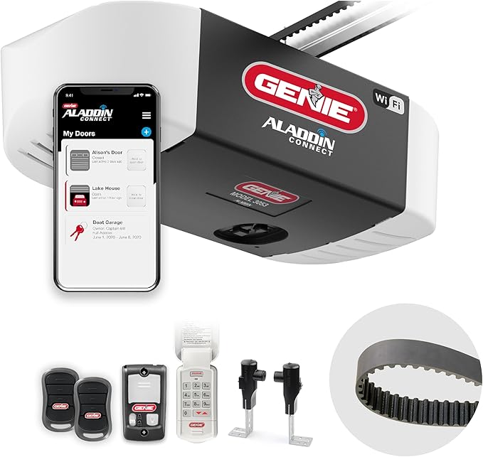 Genie QuietLift Connect – WiFi Smart Garage Door Opener with Added Wireless Keypad, ¾ HPC Smart Belt Drive – Compatible with Alexa and Google Assistant, Model 3053-TKV GENIE