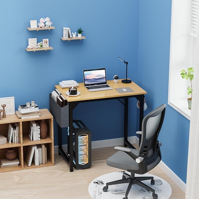 32 Inch Small Office Desk Modern Simple Style Writing Study Work Computer Table for Home Bedroom - LeafyLoom