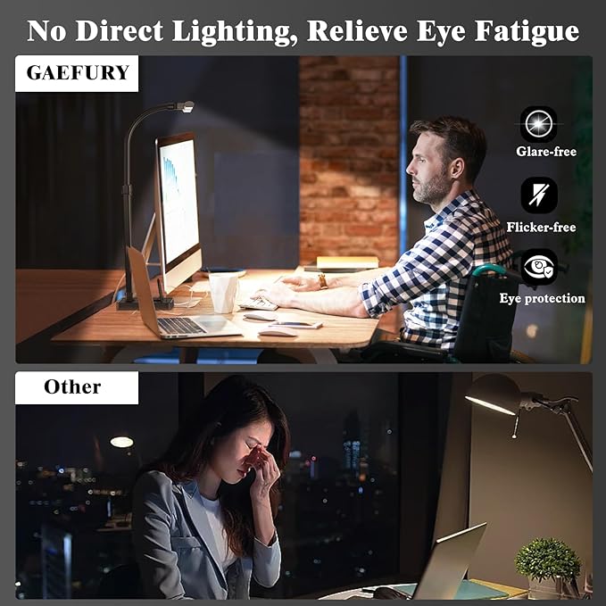 LED Desk Lamp for Home Office, 24W Bright Desk Lamp with Phone Holder Base - 25 Lighting Modes Eye-Caring Desk Light Adjustable Gooseneck Lamp for Workbench Drafting Reading Study - LeafyLoom