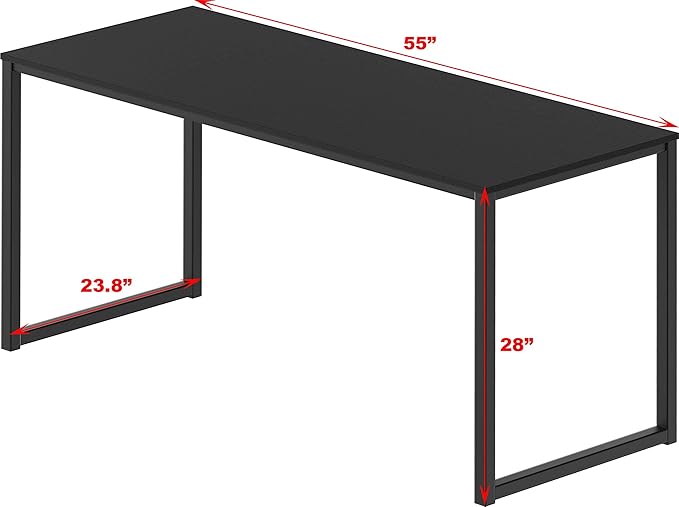 SHW Home Office 55-Inch Computer Desk, 24" Deep, Black - LeafyLoom