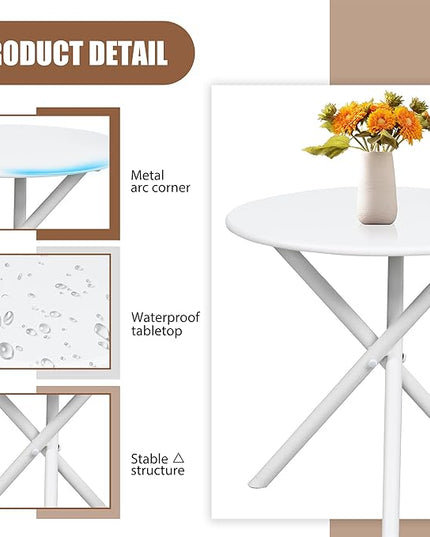 Shintenchi 3 Piece Outdoor Rocking Bistro Set, Textilene Fabric Small Patio Furniture Set, Front Porch Rocker Chairs Conversation Set with Table for Lawn, Garden, Balcony, Poolside (White) - LeafyLoom
