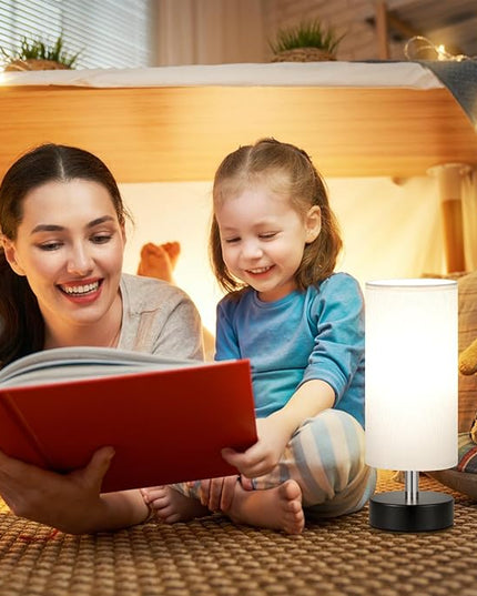 Small Table Lamp for Bedroom - Bedside Lamps for Night Stands, Minimalist Nightstand Light Lamp, Desk Lamps for Reading Room, Kids Room, Living Room, Office, Dorm - LeafyLoom