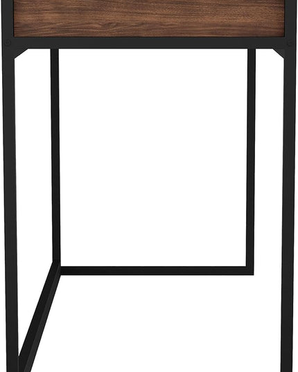 Martha Stewart Ollie Home Office Desk with 3 Drawers in Walnut Wood Grain with Oil Rubbed Bronze Hardware - LeafyLoom