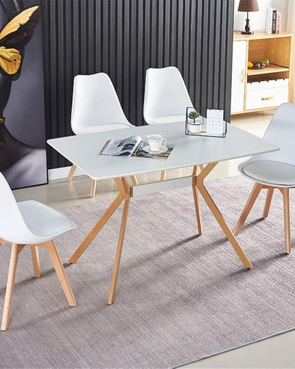 NicBex Modern Minimalist Style Dining Table MDF Anti-Scratch Top Metal Shelf Metal Heat Transfer Legs Leveling Feet for Dining Room Kitchen Office Table X 1Easy Assembly, White - LeafyLoom