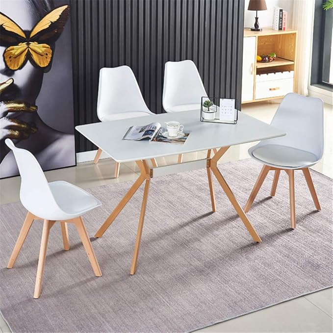 NicBex Modern Minimalist Style Dining Table MDF Anti-Scratch Top Metal Shelf Metal Heat Transfer Legs Leveling Feet for Dining Room Kitchen Office Table X 1Easy Assembly, White - LeafyLoom